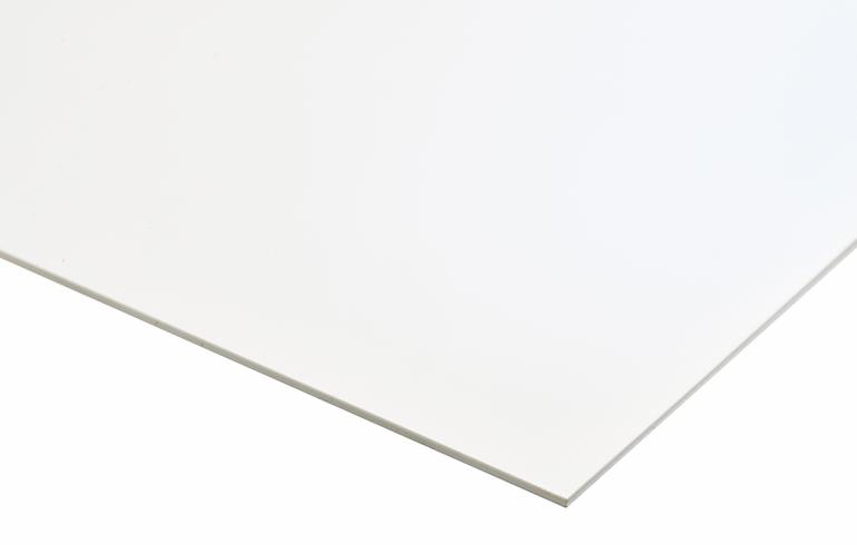 Polystyren plade, Hvid mat/mat, 1006mm x 1406mm x 0,8mm 